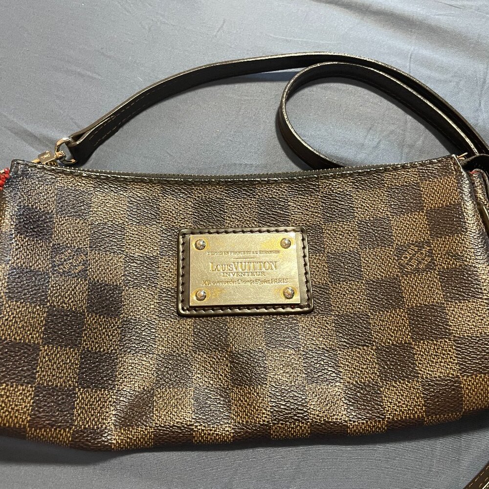 Louis Vuitton Damier Ebene Eva Clutch Shoulder Bag